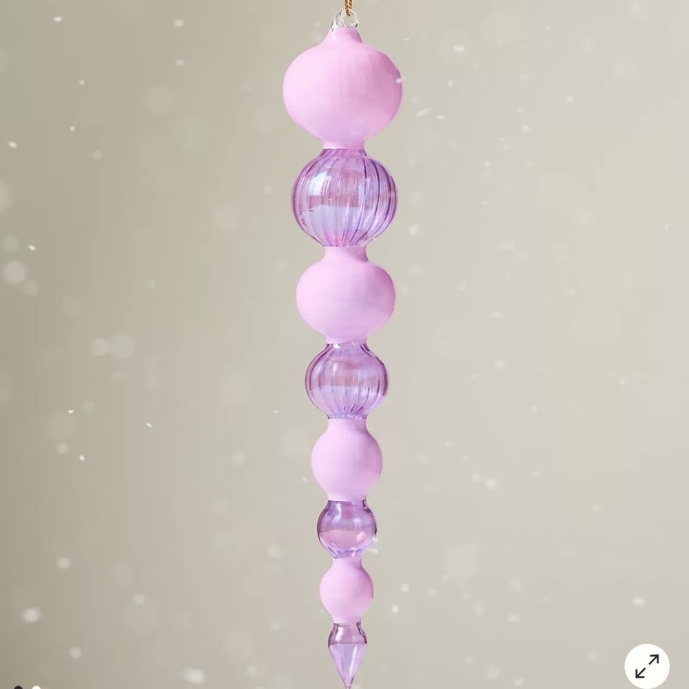 Anthropologie Glass Sugar Plum Icicle Ornament violet Color Beautiful NWT